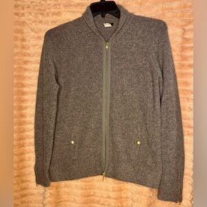 J Crew Merino Wool Metallic Zip-Front Sweater Jacket – Gray – Women’s Size L